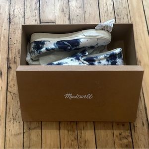 NWT Madewell Sidewalk Slip-Ons Tie-Dyed Recycled Canvas in Pearl Ivory Multi 8.5